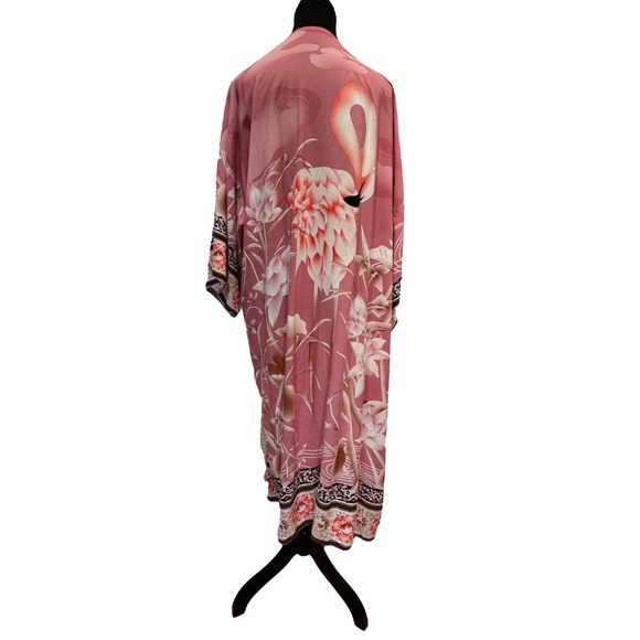 Boho Kimono Cover-Up Robe | One Size | Printed Open Front Duster Layer - Picture 9 of 9